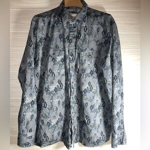 WRANGLER MEN'S WAY OUT WEST PRINT SNAP SHIRT size xl Gray
